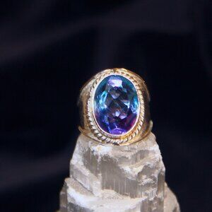 Striking Bi-Colour Crystal Statement Ring
